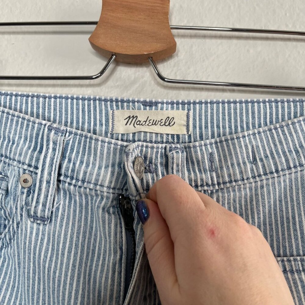 Madewell 10" Womens Blue White High-Rise Skinny Crop Jeans Piper Stripe Size 25 - Picture 10 of 13